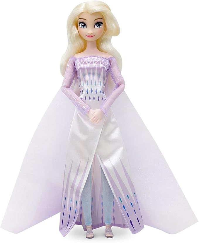 Disney Store Official Disney Princess Classic Doll (Elsa from Frozen 2), 11 Inches, Includes Brush with Molded Details, Fully Posable Toy in Classic Outfit - Disney Princess Toys for Girls