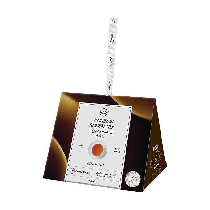 ALTDIF Rooibos Rosemary Night Lullaby Herbal Tea Bag Set for Calm and Restful Sleep - Chamomile and Lavender Blend - Caffeine-Free Floral Tea Bag Box for Evening Relaxation - 8 Pyramid Teabags