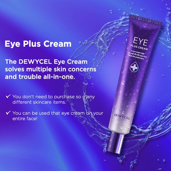 DEWYCEL EYE PLUS CREAM with Adenosine, Madecassoside, and Peptide Complex for Wrinkles, Dark Circles, and Dullness | Premium Korean Skincare | 1.0 fl oz / 29.6 ml