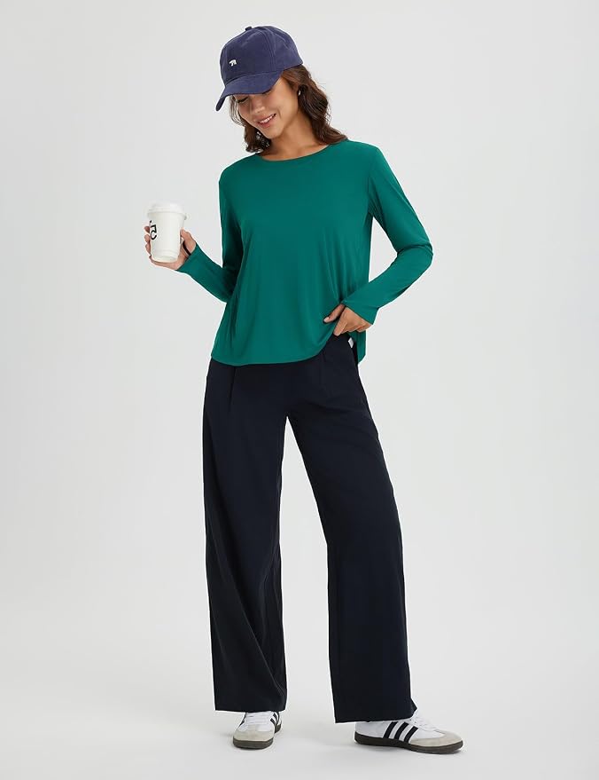 baleaf Women's Long Sleeve Workout Tops Running Sun Shirts Split Back | UPF 50+, Quick Dry, Lightweight, Breathable, Moisture-wicking, SPF, UV, for Athletic, Gym, Hiking, Tennis, Outdoor