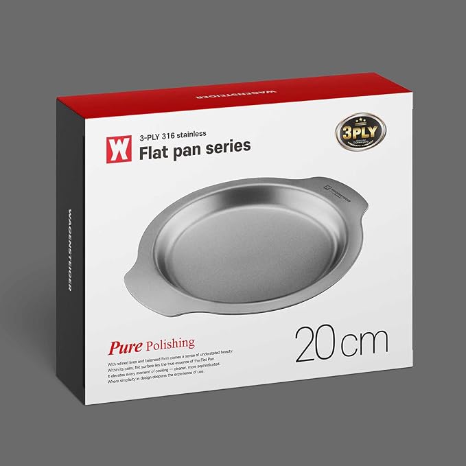 WAGENSTEIGER 3-Ply Stainless Steel Multi-Purpose Cooking & Serving Plate Pan Set | Oven & Induction Safe | Bake, Fry, Serve & Tray | 16cm / 18cm / 20cm Stackable Design (7.87" / 20cm)