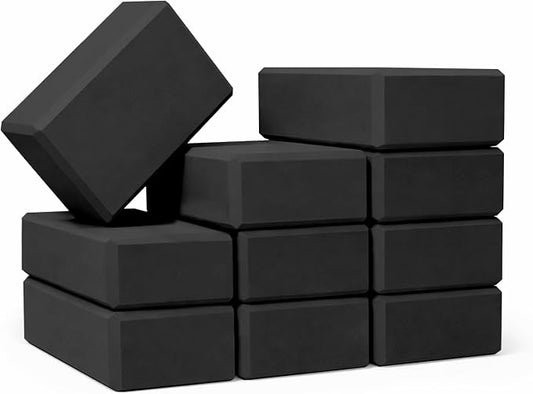 GOGO Yoga Blocks Bulk Gym Block Black, Exercise Workout Fitness Bricks Non-Slip for Meditation Physical Therapy