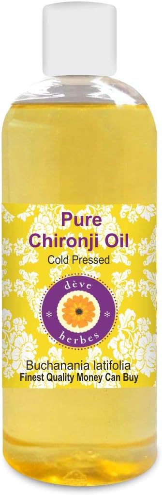 dève herbes Pure Chironji Oil (Buchanania latifolia) 100% Natural Therapeutic Grade Cold Pressed 200ml (6.76 oz)