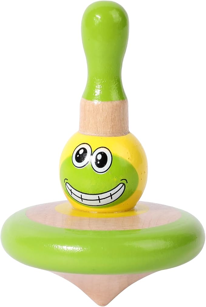 WODI 3PCS Wooden Spinning Tops - Adorable Animal Gyroscope Toys for Toddlers, Safe & Fun Montessori Educational Gift, Fidget Spinner for Kids/Toddlers (#2)