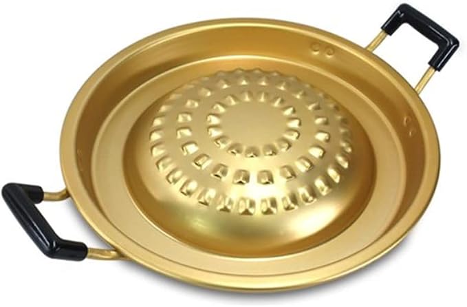 Bulgogi Plate Tray Pan Grill Topper Pan with Handle 11.8, Fry Cook Pan Kitchenware for Korean BBQ, Aluminum Stovetop,for Camping,Shabu Meat Garlic Egg,Made in Korea