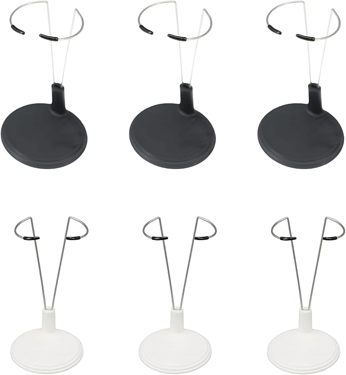 6 Pcs Adjustable Doll Stand for Action Figure Display Holder Support for 4-6 Inches Dolls，Keep The Doll in a Standing Position，Home Shop Birthday Party Favor for Creative Storage Stand (Black White)