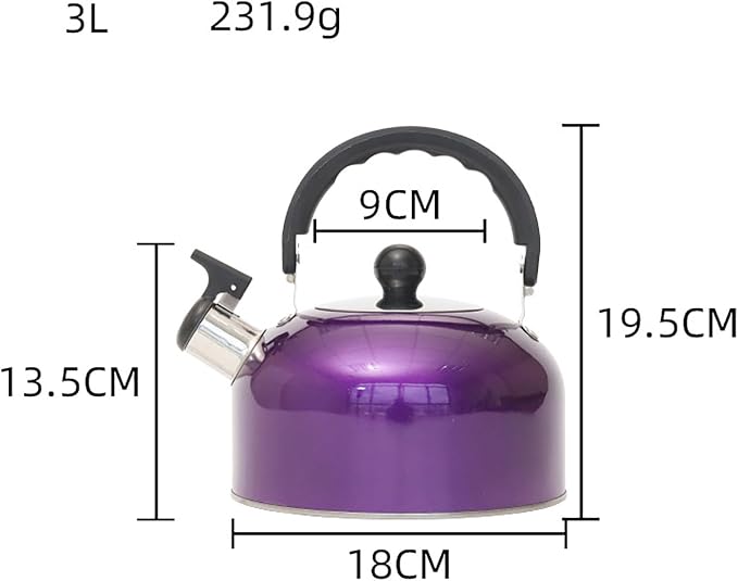 2.7 Quart (3 L) Tea Kettle, Food Grade Stainless Steel Teakettle is Best for Boiling Water, Brewing Tea, and Making Coffee (Purple)