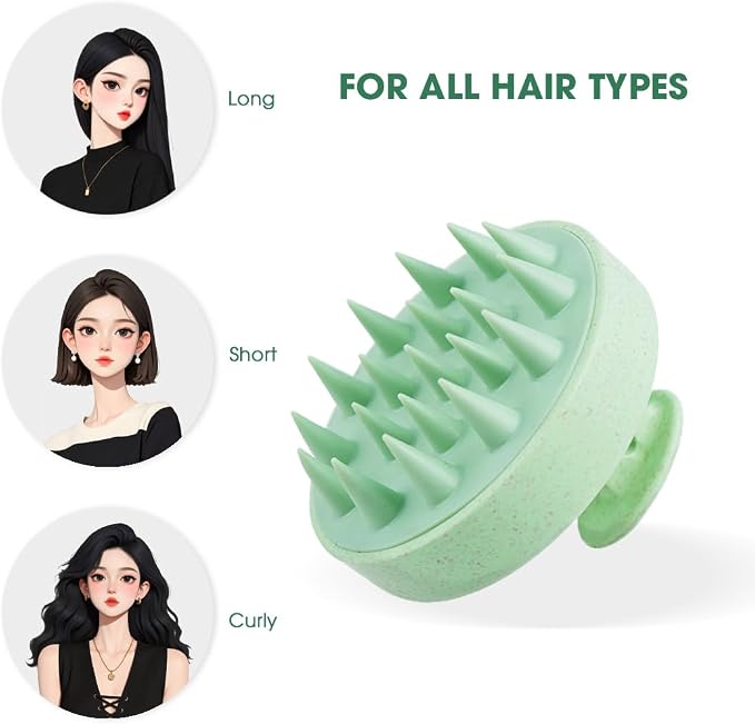 Scalp Massager Brush for Hair Growth – Silicone Scalp Scrubber & Scalp Exfoliator – Manual Scalp Massager Brush for Wet or Dry Use – Hair Massager Scalp Shampoo Brush Tool (Green)