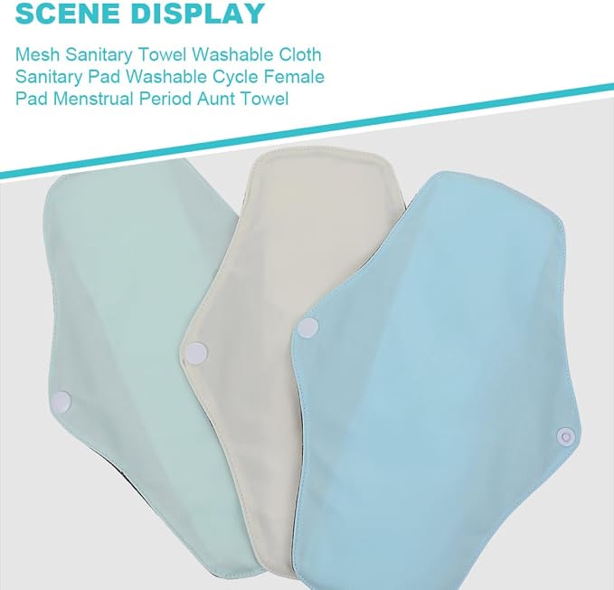 4Pcs Reusable Menstrual Pads Women Sanitary Napkins Washable Cloth Panty Liners Soft Comfortable Period Protection with Breathable Mesh Random Colors Random Color