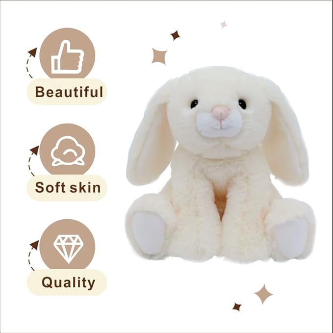 9" Easter Bunny Stuffed Animals, Safe Material Soft Washable Stuffed Bunny, Cute Plush Toy Rabbit Easter Decoration Birthday Gift for Boys and Girls, Beige
