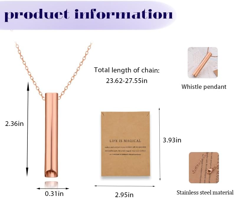 Mindful Breathe Necklace for Men Women Quit Smoking Breathe Whistle Pendant Stress Relief Necklace Anxiety Relief Gift