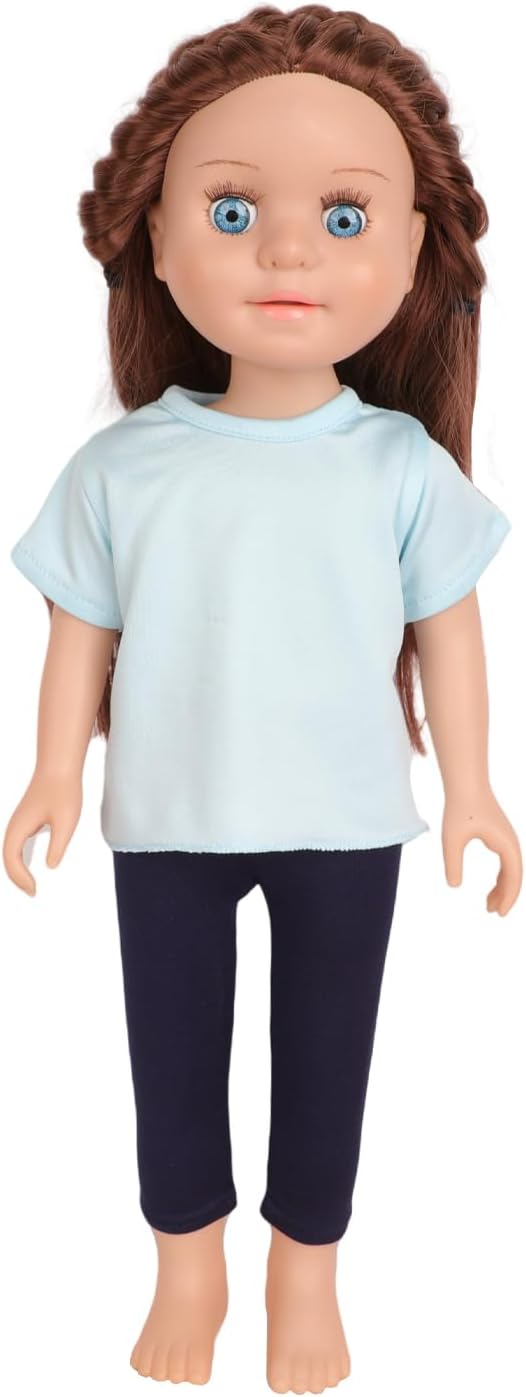 5-Piece Light Blue T-Shirts for 17-18 Inch Dolls / DIY Customizable Plain Tees (Blue)