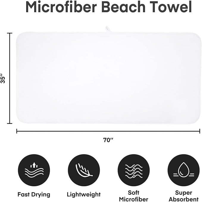 JML Bath Sheet Towel Set, 2 Pack, 35"x70", Large Bath Towels for Adult - Microfiber Fleece - Super Soft, Absorbent, Oversized, Lint-Free for Hotel,Yoga, Sauna, SPA, Hair Wrap, White