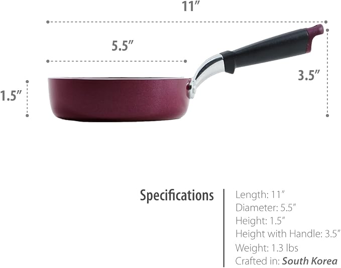TECHEF - 5.5-Inch One Egg Frying Pan, Coated with New Teflon Select/Non-Stick Coating (PFOA Free) / Made in Korea (5.5-Inch)