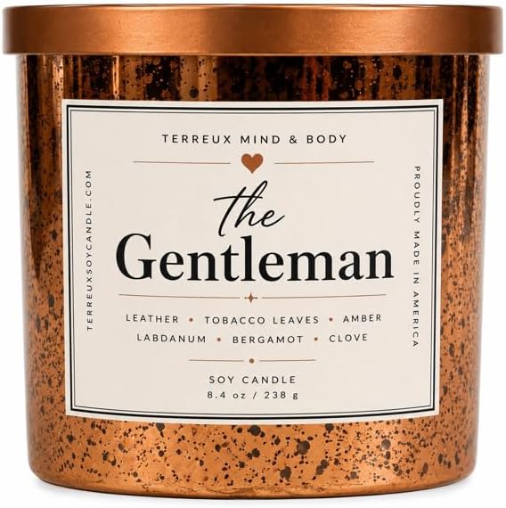 Father’s Day Gift Candle for Dad – Long‑Lasting Aromatherapy Candle for Relaxation & Home Fragrance. The Gentleman (Leather, Tobacco Leaves, Amber, Bergamot, Clove)