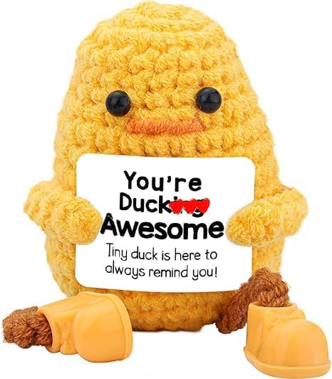 AICase Easter Basket Stuffers Decor Funny Positive Duck Gifts Mothers Day Gifts for Mom from Daughter Son Easter Decorations Emotional Support Nuggets Crochet Animals Handmade Birthday Gifts for Son
