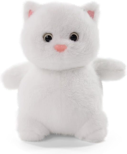 Sew Butiful 8" White Plush Cat Stuffed Animals, Cute Plushie for Animal Themed Parties Teacher Student Award, Birthday Gifts for Baby, Boy, Girls, Great for Nursery, Room Decor, Bed