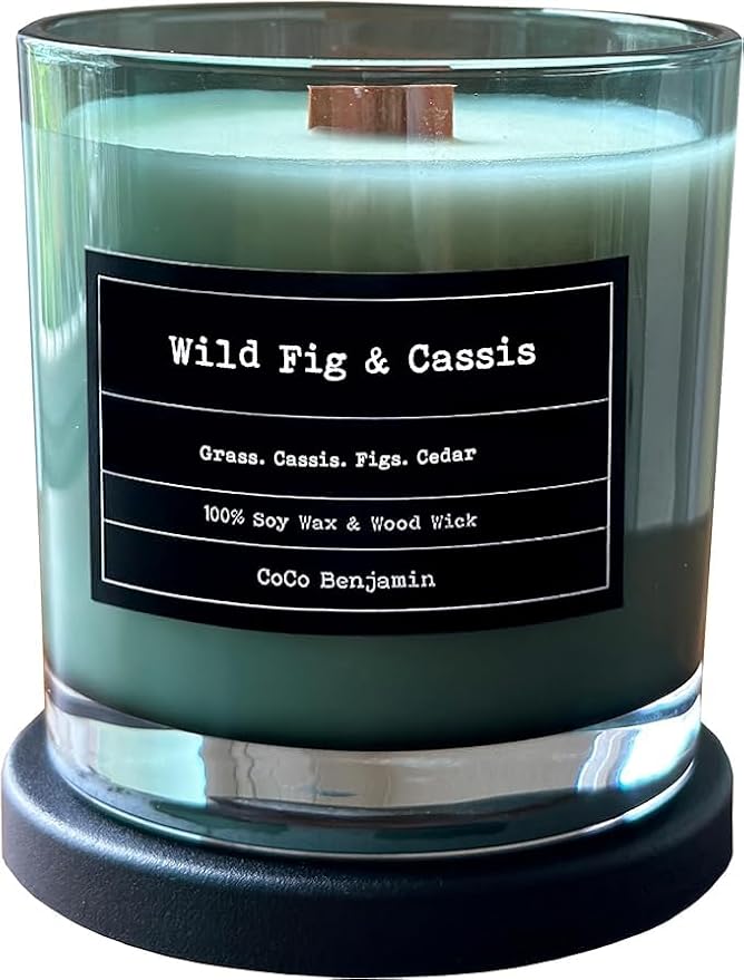 100% Soy, Highly Scented, Hand Poured Soy Candle (Wild Fig & Cassis (Wooden Wick))
