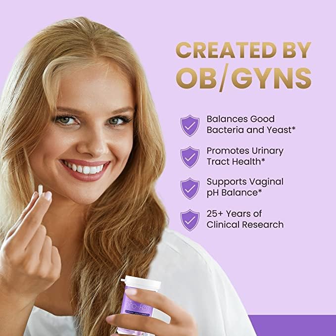 Pro-Fem #1 OB/GYN Formulated Vaginal Health Probiotics | 30 Caps | 6-Pack | Vaginal Probiotics to Promote Yeast & PH Balance, Urinary Tract Health | Feminine Probiotics | Works in 7 Days