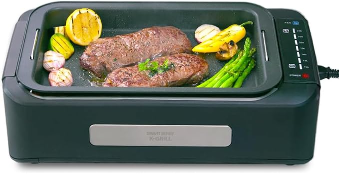SMART BERRY 3 in 1 Smokeless Electric Indoor Grill, Nonstick Grill/Griddle Plates, hot pot, Glass Lid, Portable Korean BBQ Grill with 7-Level Control, HOT POT set Black