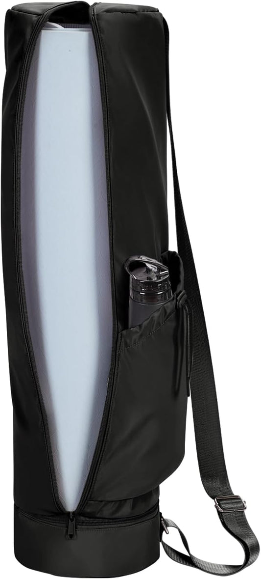 sportsnew Yoga Mat Bag, Full Zip Cargo Yoga Mat Carrier Bag with Drawstring Water Bottle Pocket and Bottom Wet Pocket, Exercise Yoga Mat Carrier Holder Multi-Functional Storage Bag Patent Pending