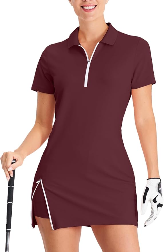 Hiverlay Tennis Dress Golf Dresses for Women with Built in Shorts | Polo Dress, Golf Outfit, 2 Pockets, UPF 50+ Pickball Hiking Workout Active Athletic Dresses,Summer Gym