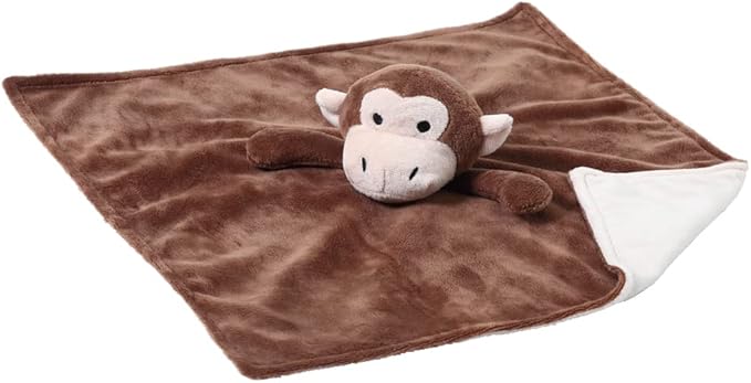 CREVENT Cozy Plush Baby Security Blanket Loveys for Baby Boys with Animal Face, Baby Shower/Birthday Gifts for Newborns Infant Toddler (Brown Monkey)