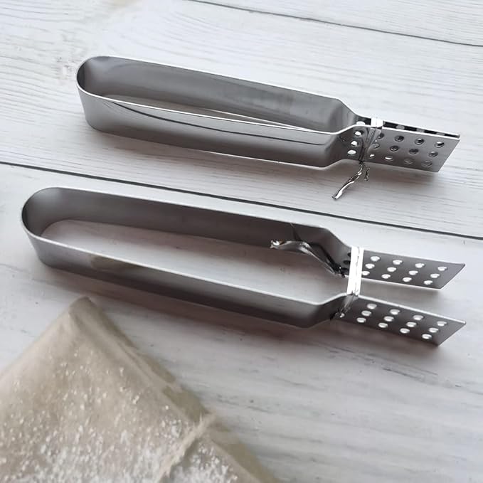 2 Pack Stainless Steel Tea Bag Squeezer, Kitchen Tea Bag Tongs Herbal Tea Infuser, Tea Bag Holder Strainer Clip for Loosing Leaf, Gripping Ice Cube, Sugar