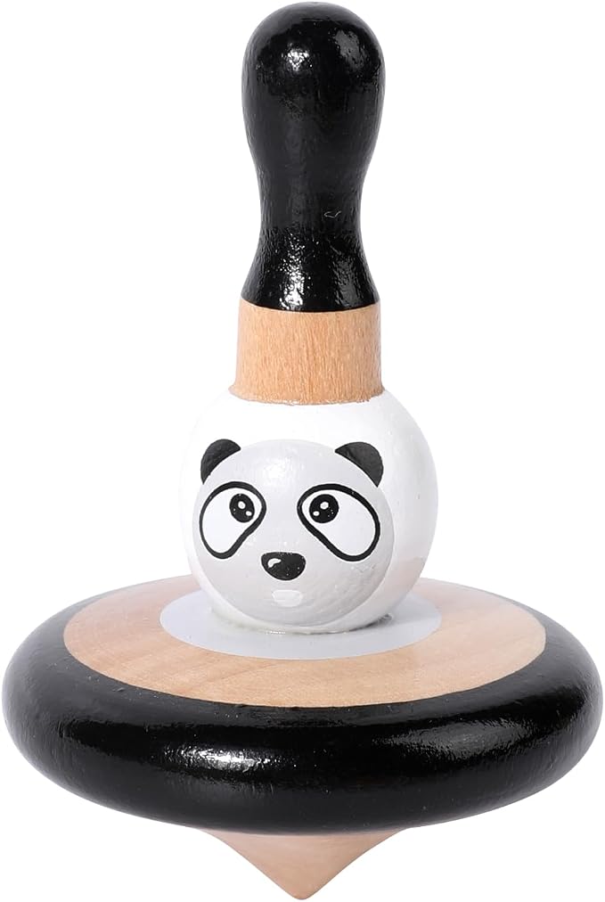 WODI 3PCS Wooden Spinning Tops - Adorable Animal Gyroscope Toys for Toddlers, Safe & Fun Montessori Educational Gift, Fidget Spinner for Kids/Toddlers (#2)