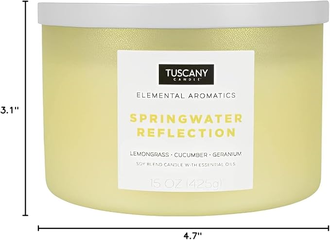 Tuscany Candle Springwater Reflection: Lemongrass Scented Aromatherapy Candle, 15 oz – Elemental Aromatics Collection