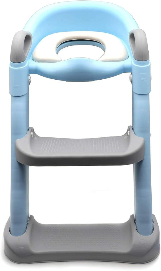 HongK- Classic Potty Training Toilet Ladder Seat With Upgraded Cushion Step Stool Ladder Toilet Chair/Toilet Trainer for Baby Toddler Kids Children In Blue [P/N: ET-BABY002-BLUE STEP-C]