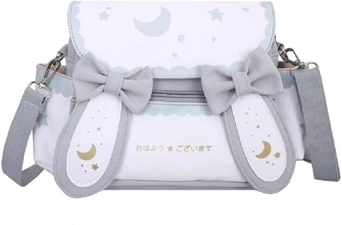 Japanese Kawaii Bunny Ear Backpack with Cute Manga Girl School Backpack Book Bag Satchel Student Teen JK (Small, Blue)