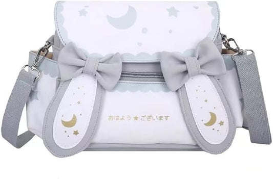 Japanese Kawaii Bunny Ear Backpack with Cute Manga Girl School Backpack Book Bag Satchel Student Teen JK (Small, Blue)