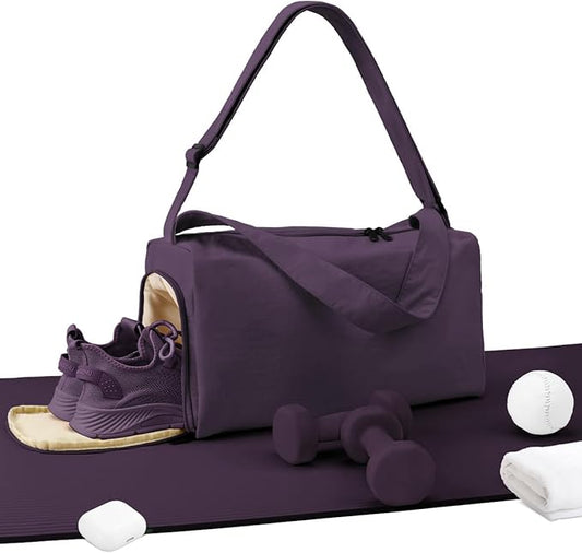 Small Gym Bag for Women with Shoes Compartment, Stylish Duffle Travel Bag for Plane, Lightweight Duffle Bag for Women & Men, Sport Gym Tote Bag with Wet Pocket for Yoga, Pilates, Swimming