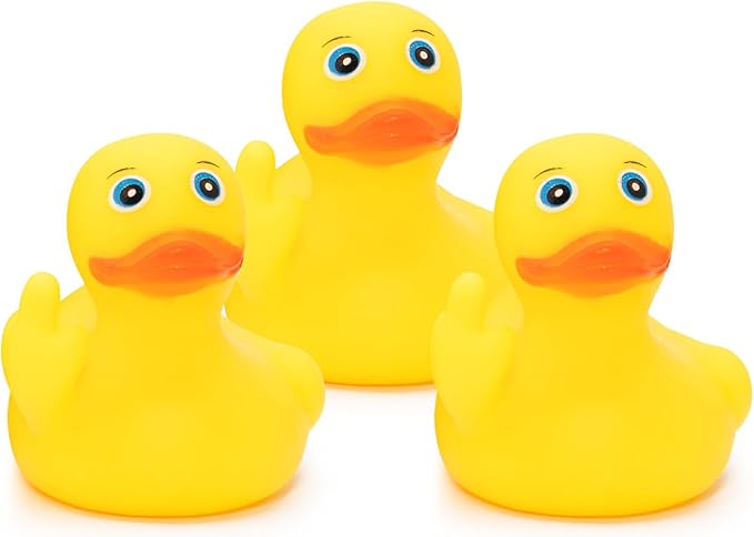 wonuu 3pcs Rubber Duck Car Mid-Finger Duck Ornament Dashboard Decorations Bathroom Duck Rubber Ducky Funny, Small Duck