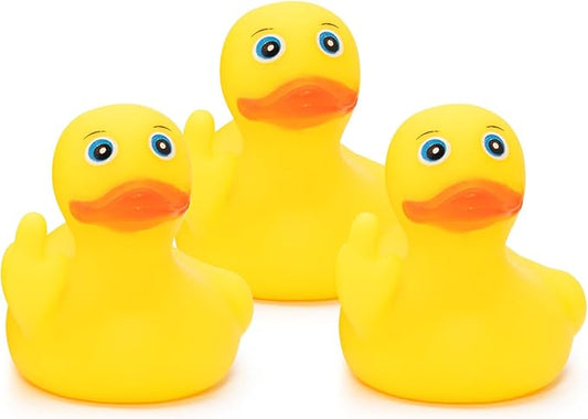 wonuu 3pcs Rubber Duck Car Mid-Finger Duck Ornament Dashboard Decorations Bathroom Duck Rubber Ducky Funny, Small Duck