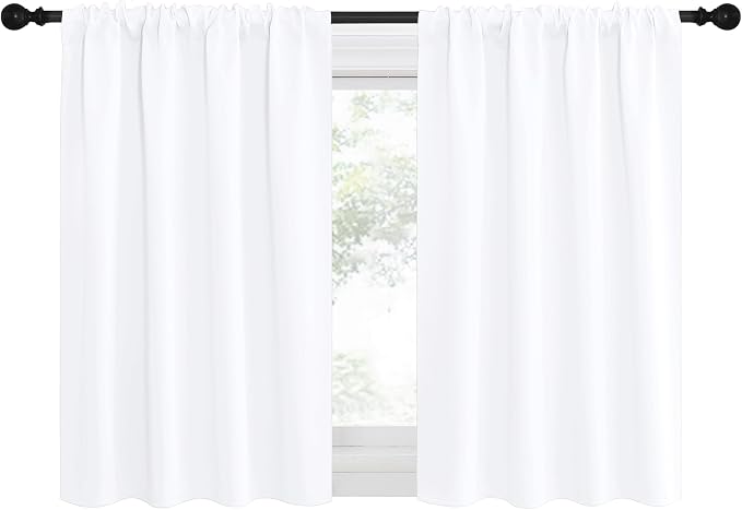 NICETOWN RV Curtains for Camper & Kitchen Windows, Light Filtering Curtains & Drapes for Small Windows (34" Wide x 36" Long, White, 1 Pair)