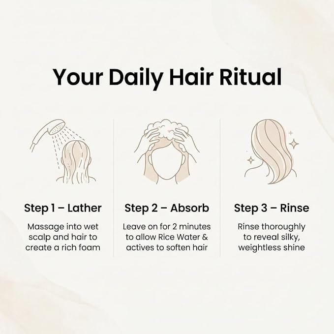 #OOTD Rice Water Biotin Hair Shampoo, 20.29 fl oz | Korean Haircare | Rice water biotin shampoo with Hyaluronic Acid; thickens strands & delivers salon-quality volume & glass hair shine