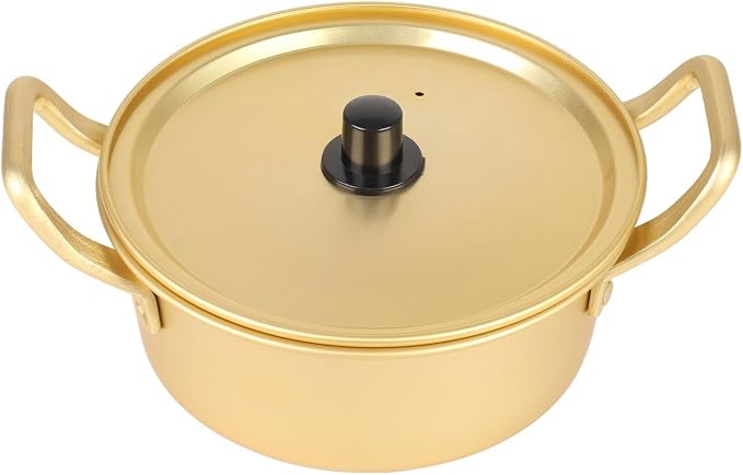 VBESTLIFE Korean Ramen Noodle Pot Durable Aluminum Stockpot Convenient for Gas Stoves Handmade Yellow Cooking Pot for Home Kitchen (#1)