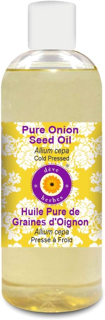 Deve Herbes Pure Onion Seed Oil (Allium cepa) Cold Pressed 200ml (6.76 oz)