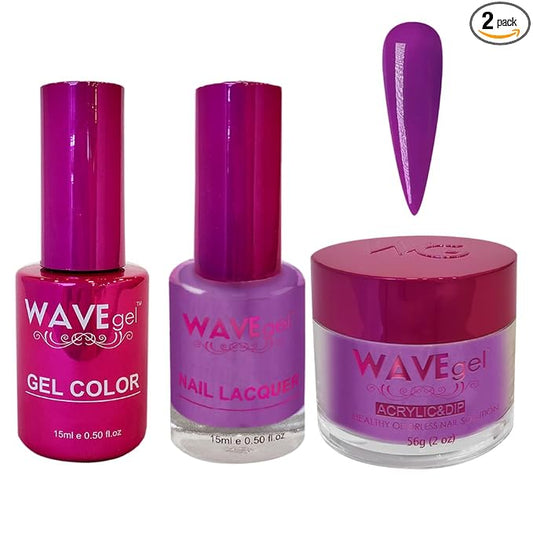 WAVEGEL Soak-Off Gel, Nail Lacquer & Acrylic/Dip Powder Matching Set - Princess Collection - #91 Deep Lily