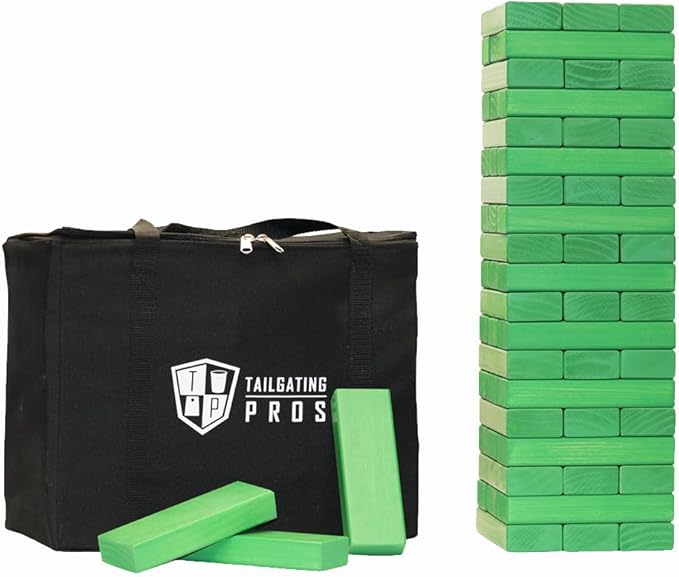 Tailgating Pros Premium Giant Toppling Timbers with Carrying Case – Choose Your Team Colors! Jumbo Outdoor Yard Game, Tower Grows to Over 5 Feet!