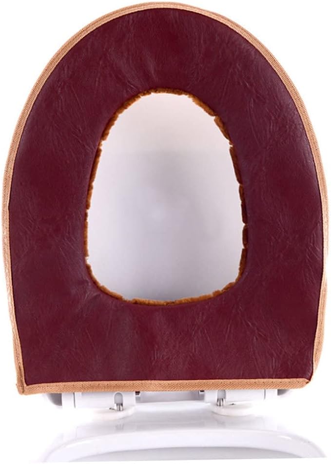 Toilet Seat Cover Soft Toilet Seat Cushion Warmer Washable Cover Pads with Zipper Brown