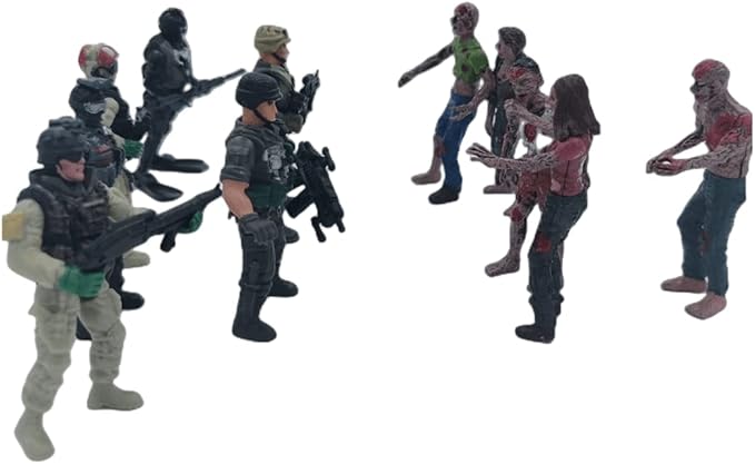 Army Men and Zombie Action Figure Toys Realistic Battle Scene Zombie Playset Collection Christmas Halloween Toys Gifts Decoration for Boys Adults Kids (12PCS) (Black)