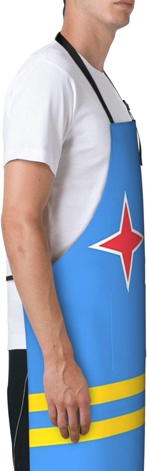 Cute Flag Kitchen Cooking Aprons for Women Men Adjustable Patriotic Flag Apron with 2 Pockets for Home Kitchen Garden