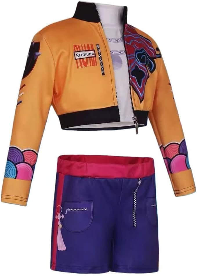 Girls Halloween Costume, Black and Yellow Polyester Top and Pants Set for Cosplay Events and Parties