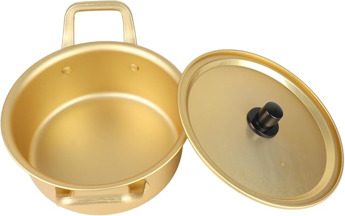 VBESTLIFE Korean Ramen Noodle Pot Durable Aluminum Stockpot Convenient for Gas Stoves Handmade Yellow Cooking Pot for Home Kitchen (#1)