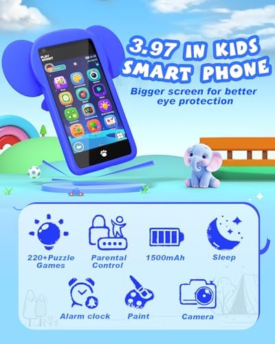 MOMILLA Kids Toys Phone for 3 4 5 6 7 Years Old, 3.97" Touchscreen Christmas Birthday Gifts, Toddler Toys Phone with Music Player Puzzle Games 16 GB Storage Alarm Kids Toys for Ages 3-12 Kids