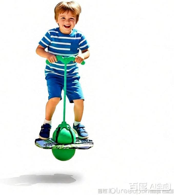 Pogo Ball with Handles for Kids & Adults, Pogo Balance Bounce Ball,Pogo Trick Board for Girls and Boys Ages 6 and up (Green-Colourful)