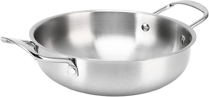 Rengue Stainless Steel Korean Ramen Pot, Heating Cookware with Flat Bottom for Soup and Noodles, Lightweight Portable and Multipurpose Kitchen Tool Stainless Steel Korean Ramen Pot, (20cm)